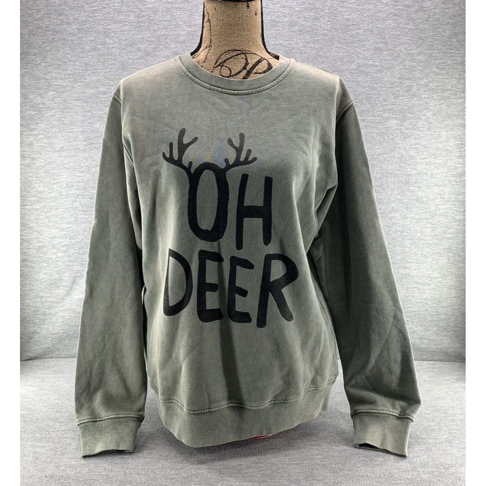 Refined Canvas Women Green Oh Dear Sweatshirt Size Medium
